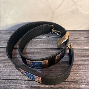 NWT Black Embroidered bag purse strap 33 1/2” long